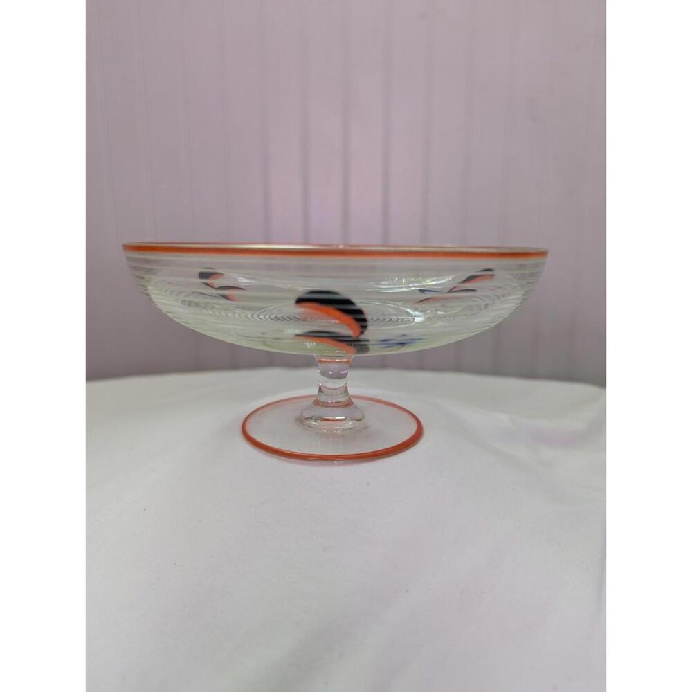 Art Deco Vintage Checkoslovakia Blown Glass Unique Bowl